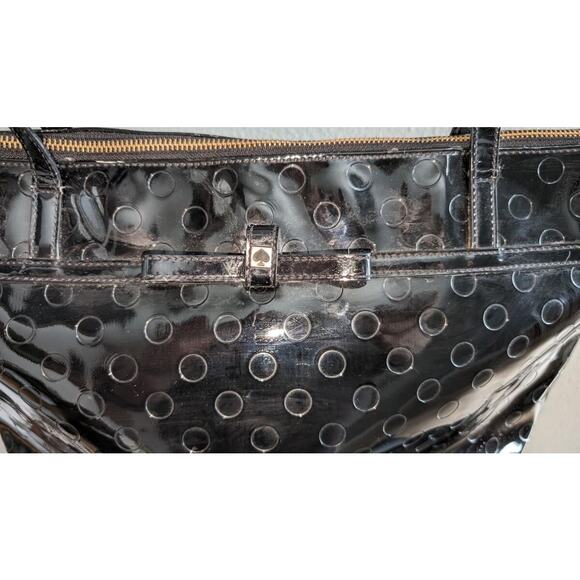 Kate Spade Camelia Street Tote Top Handle Large Black with Tan Fabric Interior - Picture 3 of 12